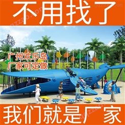 蓝鲸滑梯鲸鱼乐园组合滑梯游乐设备厂家可定做儿童户外大型组合玩具