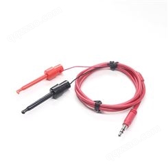 定制3.5mm 耳机头 To 红黑焊接式测试钩一拖二理疗线 勾式夹导联线