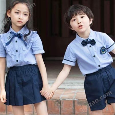 夏季儿童校服 短袖短裤两件套装可做纯棉 南山尼博定制