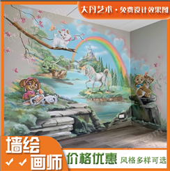 可爱卡通动物园墙绘 环保无味 画面防水耐脏经久不褪色