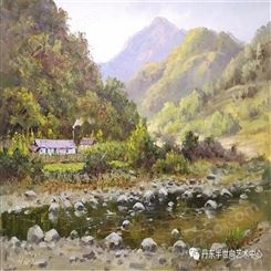 朝鲜画 朝鲜油画价格 李光进（一级画家） 《恬静安然》  53x38