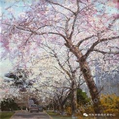 朝鲜画 朝鲜油画价格  金京美（一级画家）《春暖花开》69x56