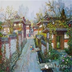 朝鲜画 朝鲜油画价格 李钟元（人民艺术家）《开城的家》118x81