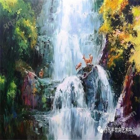 朝鲜画 朝鲜油画价格 李哲华 (功勋艺术家)   《呦呦鹿鸣》   118x75