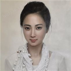 朝鲜画 朝鲜油画价格 崔龙学（一级画家）《巧笑倩兮》 112X45