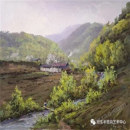 朝鲜画 朝鲜油画价格 李光进（一级画家） 《盛夏光年》  53x38