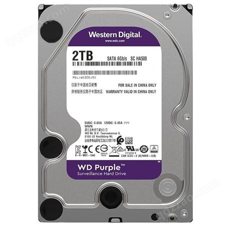 西部数据(Western Digital) 紫盘 2TB SATA6Gb/s 256M 垂直CMR 监控硬盘(WD22EJRX)