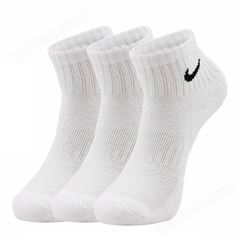 新款袜子男女运动袜健身羽毛球袜休闲短筒跑步袜 白色6844三双装