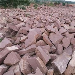 巧石匠石材厂加工销售红色砌墙毛石块 不规则铺路片石