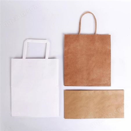盒盒美包装手提袋定制 一次性打包袋 奶茶咖啡外卖打包白色牛皮纸袋