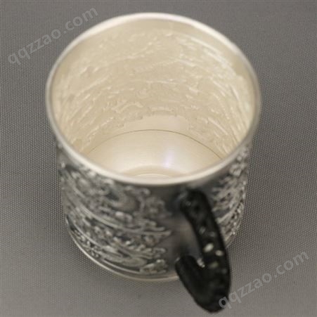 纯银茶缸999泡茶喝水马克杯带把银茶杯子足银水杯主人杯