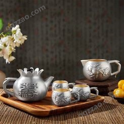 多子多福 纯银999功夫茶具整套装 家用泡茶茶壶茶杯茶具礼品